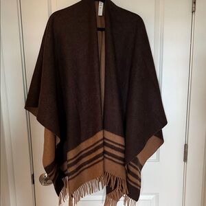 Nordstrom Brown and Tan Striped Poncho